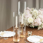 2 Cylinder Glass Hurricane Candle Holder Shades - Clear