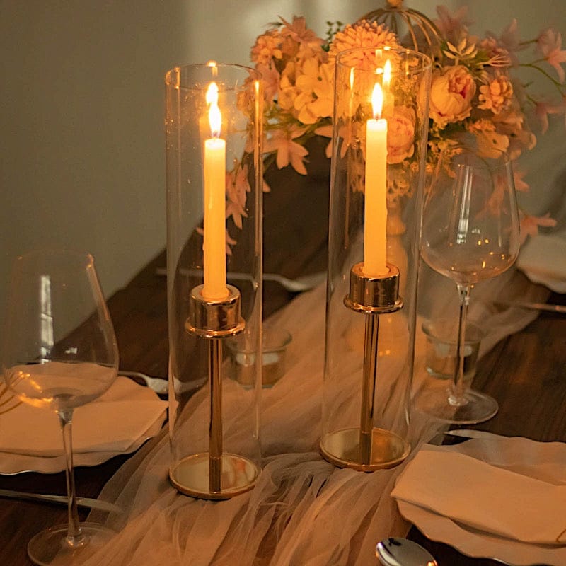 2 Cylinder Glass Hurricane Candle Holder Shades - Clear