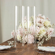 2 Cylinder Glass Hurricane Candle Holder Shades - Clear