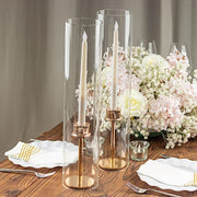 2 Cylinder Glass Hurricane Candle Holder Shades - Clear