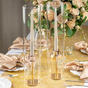 2 Cylinder Glass Hurricane Candle Holder Shades - Clear