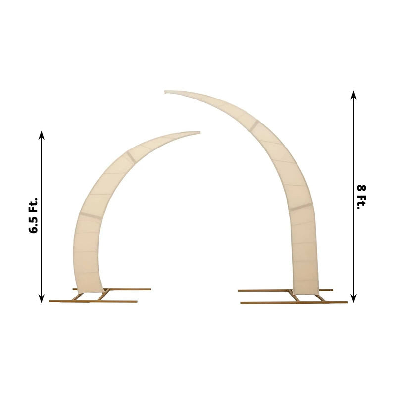 2 Fitted Spandex Half Crescent Moon Wedding Arch Backdrop Stand Covers
