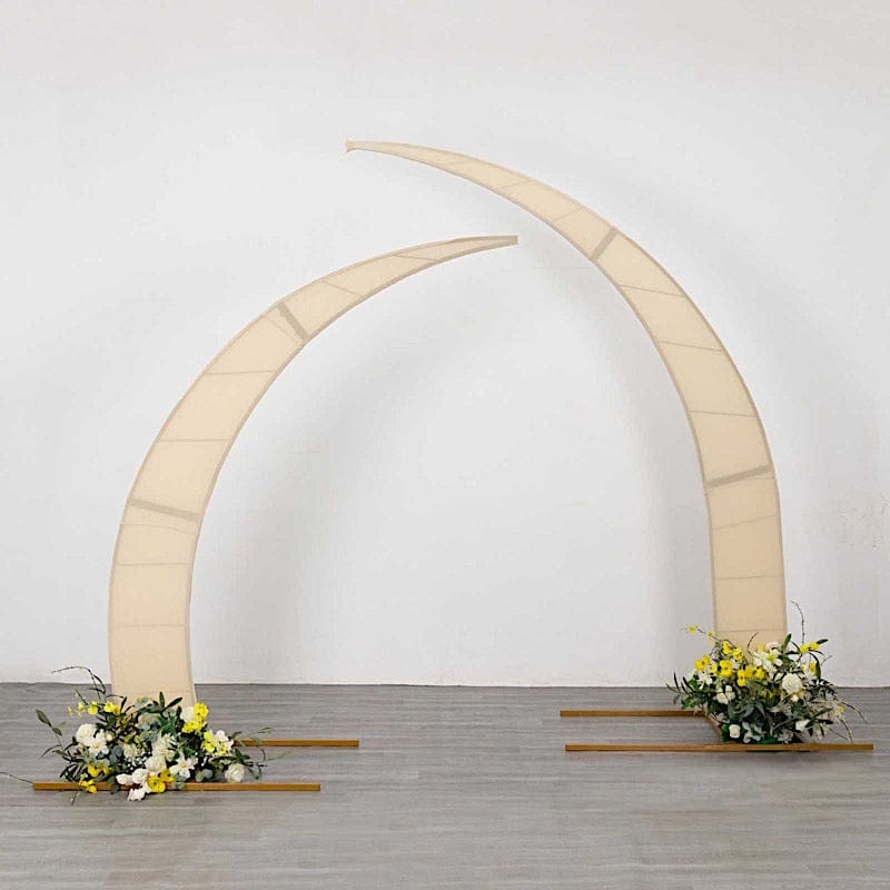 2 Fitted Spandex Half Crescent Moon Wedding Arch Backdrop Stand Covers
