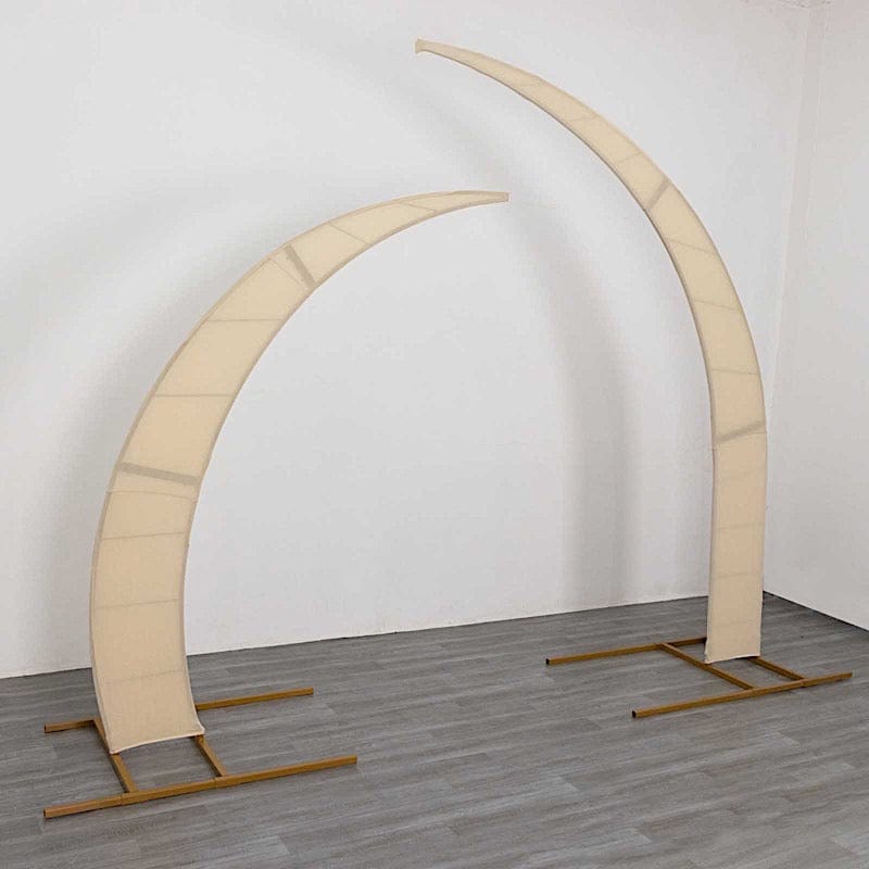 2 Fitted Spandex Half Crescent Moon Wedding Arch Backdrop Stand Covers