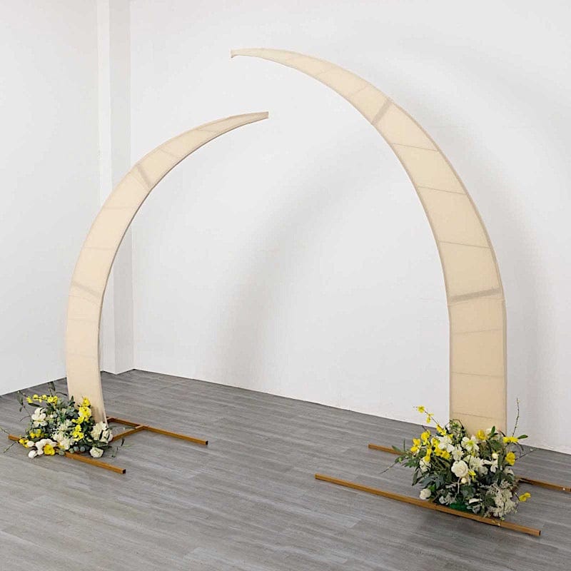 2 Fitted Spandex Half Crescent Moon Wedding Arch Backdrop Stand Covers