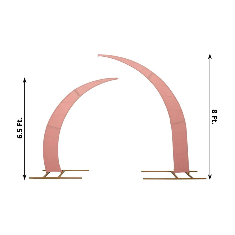2 Fitted Spandex Half Crescent Moon Wedding Arch Backdrop Stand Covers