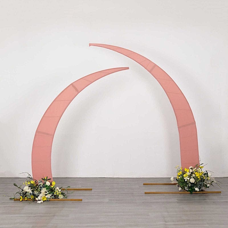2 Fitted Spandex Half Crescent Moon Wedding Arch Backdrop Stand Covers