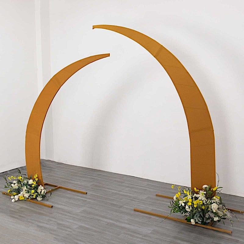 2 Fitted Spandex Half Crescent Moon Wedding Arch Backdrop Stand Covers