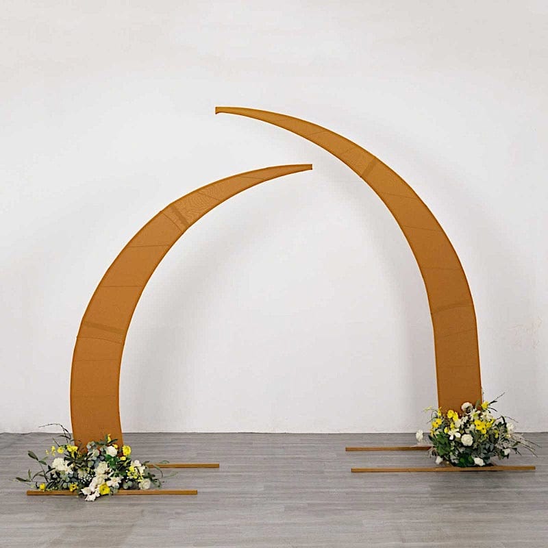 2 Fitted Spandex Half Crescent Moon Wedding Arch Backdrop Stand Covers