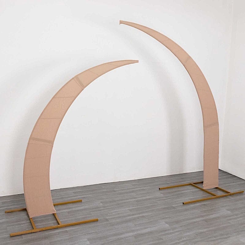 2 Fitted Spandex Half Crescent Moon Wedding Arch Backdrop Stand Covers