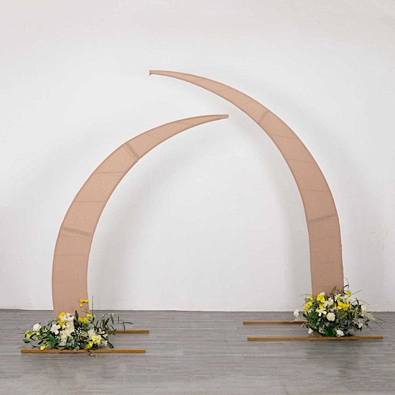 2 Fitted Spandex Half Crescent Moon Wedding Arch Backdrop Stand Covers