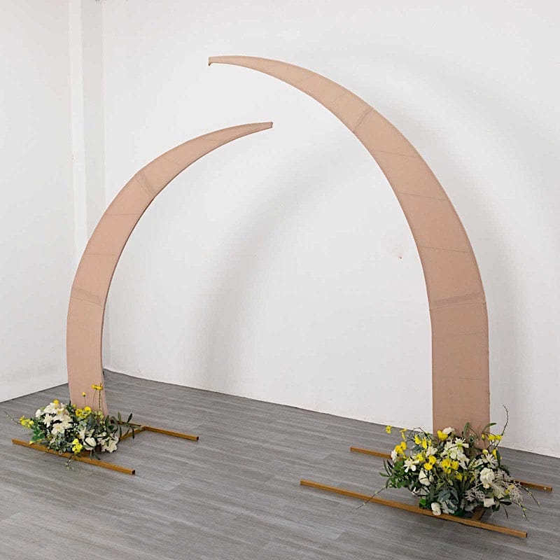 2 Fitted Spandex Half Crescent Moon Wedding Arch Backdrop Stand Covers
