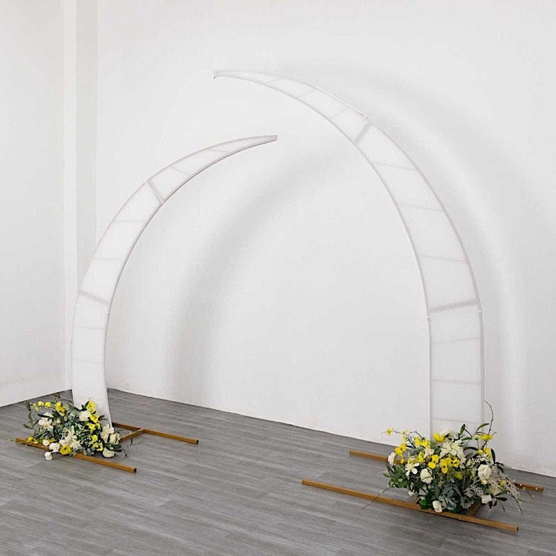 2 Fitted Spandex Half Crescent Moon Wedding Arch Backdrop Stand Covers