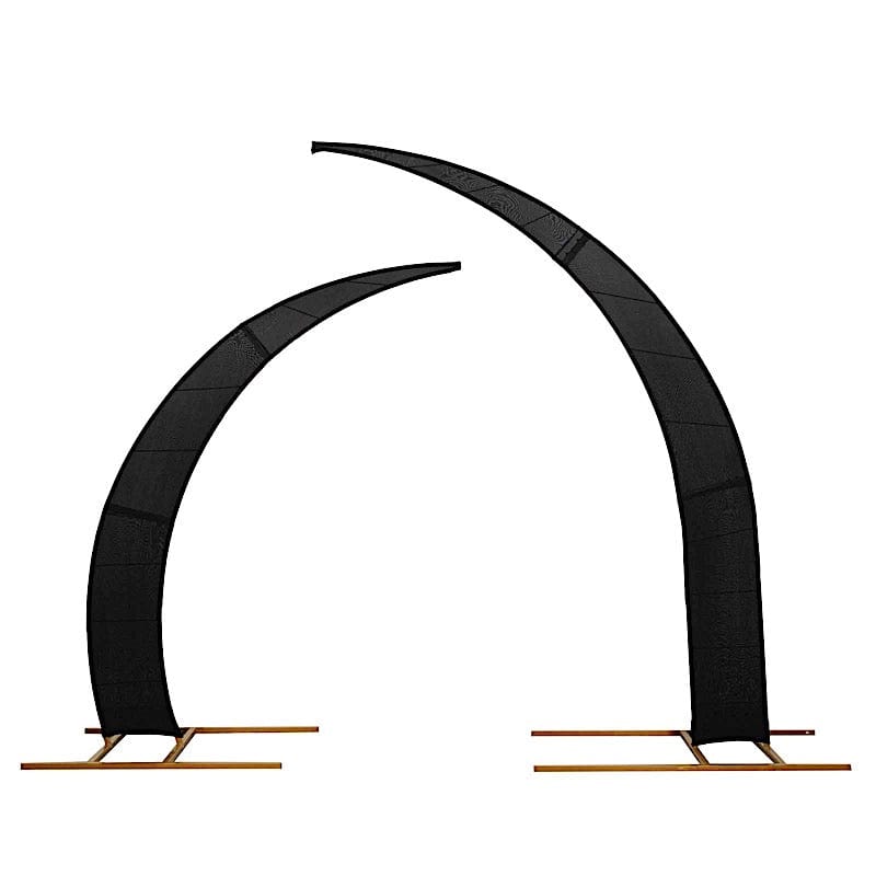 2 Fitted Spandex Half Crescent Moon Wedding Arch Backdrop Stand Covers BKDP_STND_15_SET_SPX_BLK