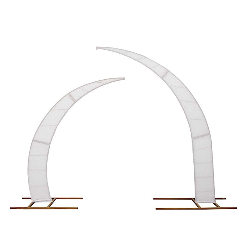 2 Fitted Spandex Half Crescent Moon Wedding Arch Backdrop Stand Covers BKDP_STND_15_SET_SPX_WHT
