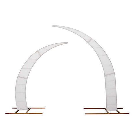 2 Fitted Spandex Half Crescent Moon Wedding Arch Backdrop Stand Covers BKDP_STND_15_SET_SPX_WHT