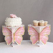 2 Glitter Butterfly Cake Stands - White and Pink CAKE_CARB012_BUT01_PINK