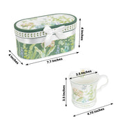 2 Greenery Porcelain Coffee Cups with Gift Box and Ribbon Handle - Sage Green FAV_TEA02_CUP01_GRN