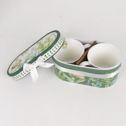 2 Greenery Porcelain Coffee Cups with Gift Box and Ribbon Handle - Sage Green FAV_TEA02_CUP01_GRN