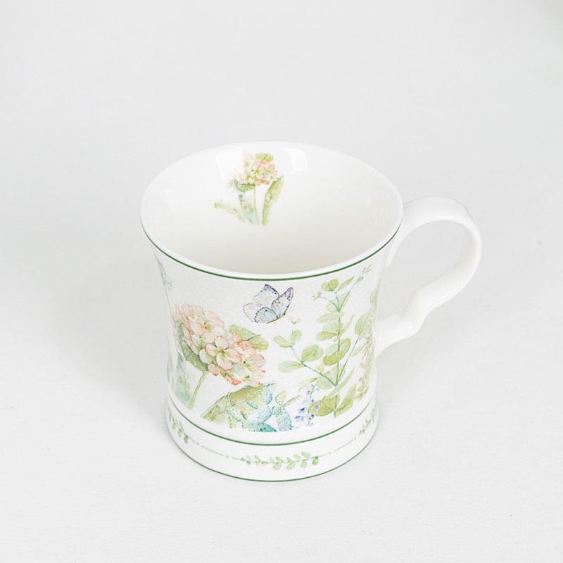 2 Greenery Porcelain Coffee Cups with Gift Box and Ribbon Handle - Sage Green FAV_TEA02_CUP01_GRN
