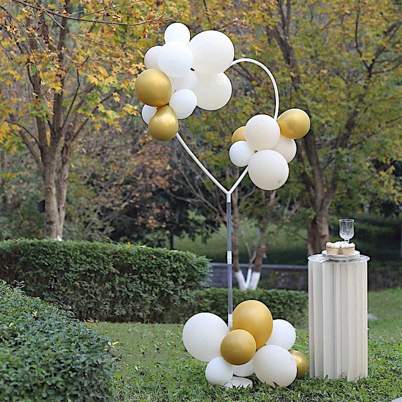 2 Heart Shaped Plastic Balloon Arch Stand Kit - White BLOON_STAND07_HRT5