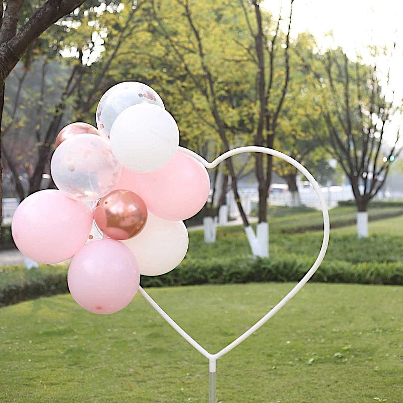 2 Heart Shaped Plastic Balloon Arch Stand Kit - White BLOON_STAND07_HRT5
