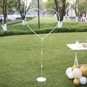 2 Heart Shaped Plastic Balloon Arch Stand Kit - White BLOON_STAND07_HRT5