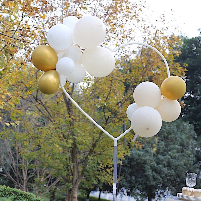 2 Heart Shaped Plastic Balloon Arch Stand Kit - White BLOON_STAND07_HRT5