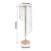 2 Metal 24" Flower Stand Table Centerpiece with Spiral Hanging Beads - Gold CHDLR_068_24_GOLD