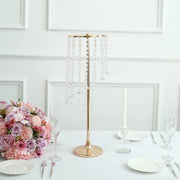 2 Metal 24" Flower Stand Table Centerpiece with Spiral Hanging Beads - Gold CHDLR_068_24_GOLD