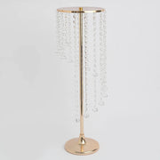 2 Metal 24" Flower Stand Table Centerpiece with Spiral Hanging Beads - Gold CHDLR_068_24_GOLD