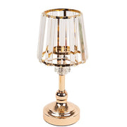 2 Metal Pillar Votive Candle Holders with Crystal Lamp Shade - Gold CHDLR_CAND_036_11_GOLD