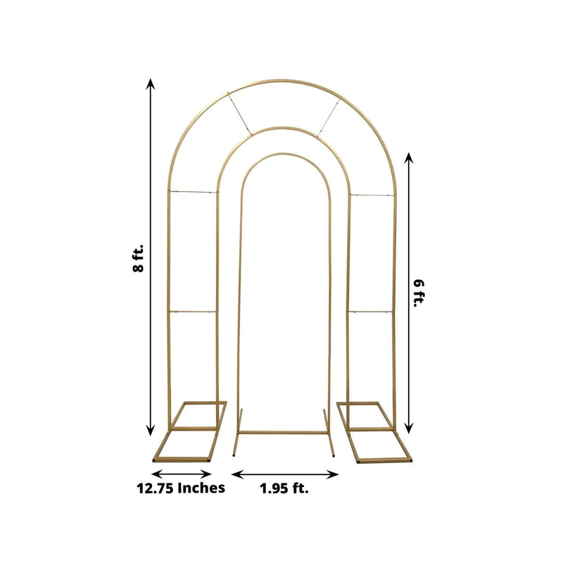 2 Metal Round Top Wedding Arch Chiara Backdrop Stands - Gold IRON_STND18_GOLD