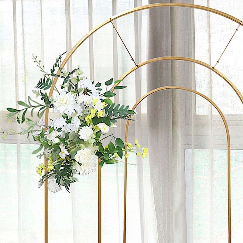 2 Metal Round Top Wedding Arch Chiara Backdrop Stands - Gold IRON_STND18_GOLD