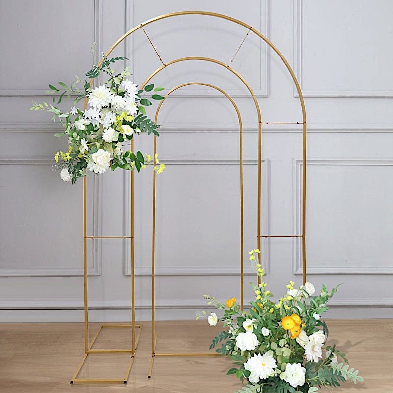 2 Metal Round Top Wedding Arch Chiara Backdrop Stands - Gold IRON_STND18_GOLD
