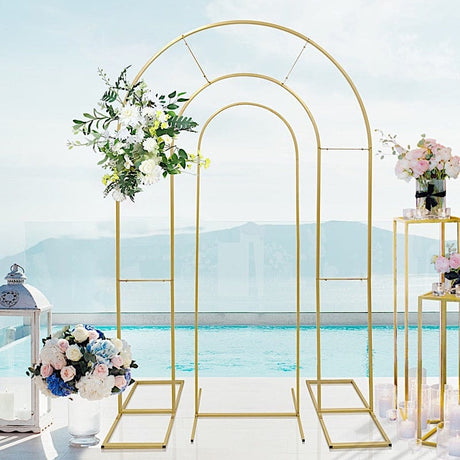 2 Metal Round Top Wedding Arch Chiara Backdrop Stands - Gold IRON_STND18_GOLD