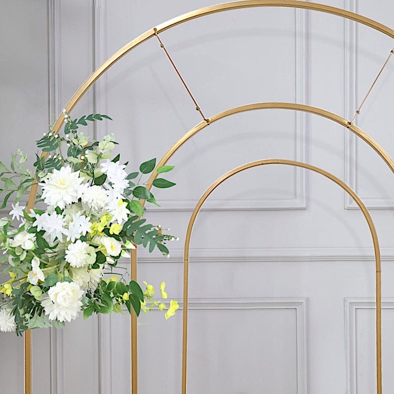 2 Metal Round Top Wedding Arch Chiara Backdrop Stands - Gold IRON_STND18_GOLD