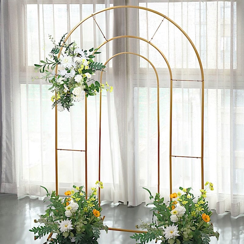 2 Metal Round Top Wedding Arch Chiara Backdrop Stands - Gold IRON_STND18_GOLD