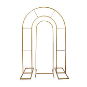 2 Metal Round Top Wedding Arch Chiara Backdrop Stands - Gold IRON_STND18_GOLD