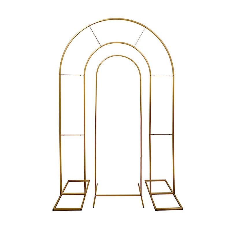 2 Metal Round Top Wedding Arch Chiara Backdrop Stands - Gold IRON_STND18_GOLD
