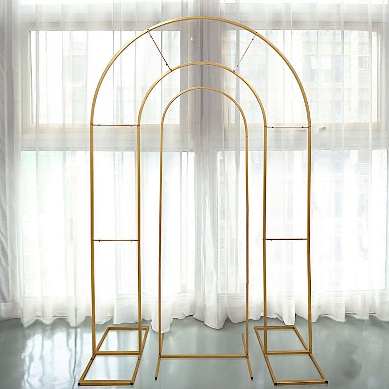 2 Metal Round Top Wedding Arch Chiara Backdrop Stands - Gold IRON_STND18_GOLD
