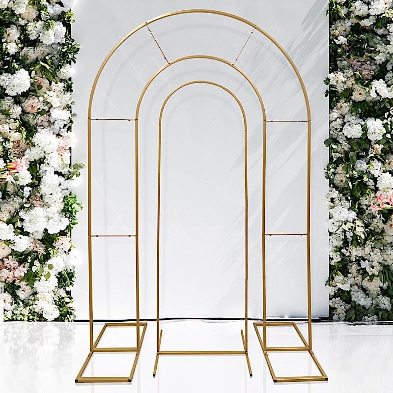 2 Metal Round Top Wedding Arch Chiara Backdrop Stands - Gold IRON_STND18_GOLD