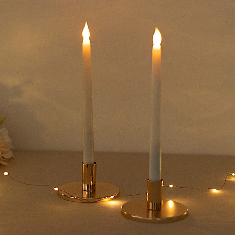 2 Metal Taper Candle Holders - Gold CAND_HOLD_TP042_2_GOLD