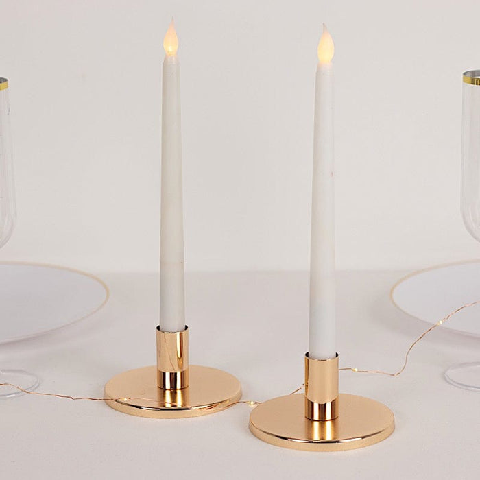 2 Metal Taper Candle Holders - Gold CAND_HOLD_TP042_2_GOLD