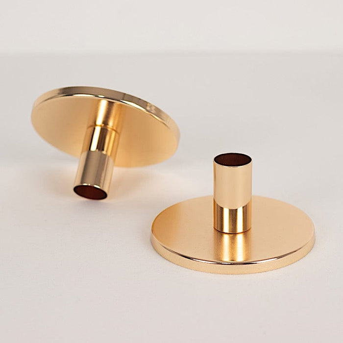 2 Metal Taper Candle Holders - Gold CAND_HOLD_TP042_2_GOLD