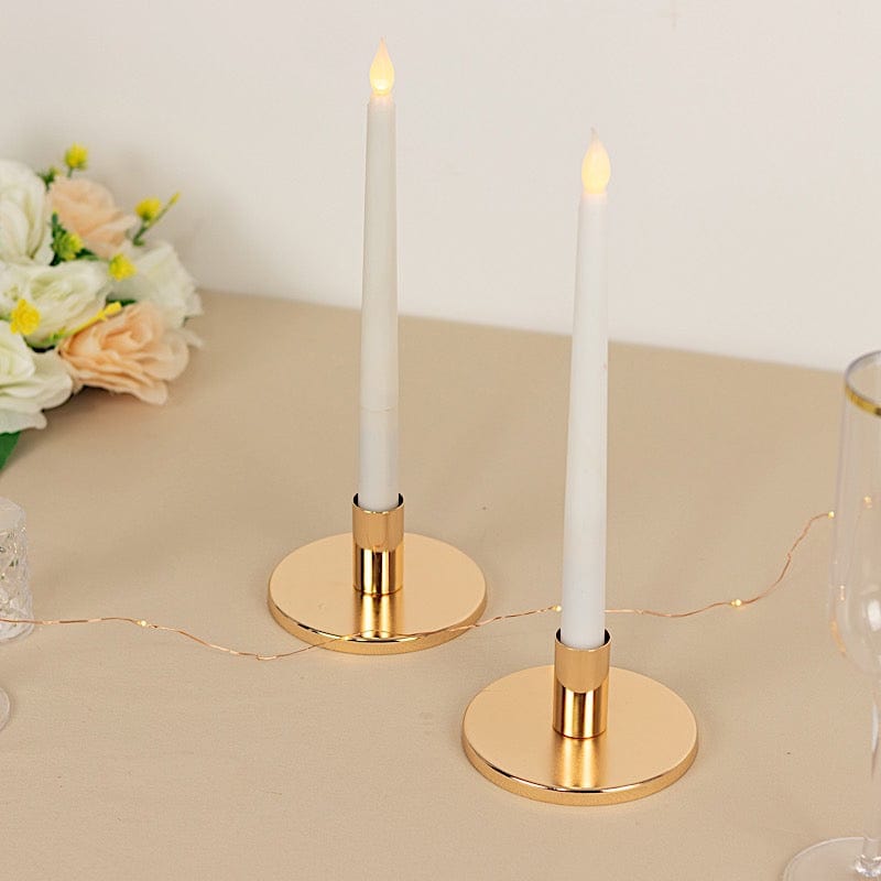 2 Metal Taper Candle Holders - Gold CAND_HOLD_TP042_2_GOLD