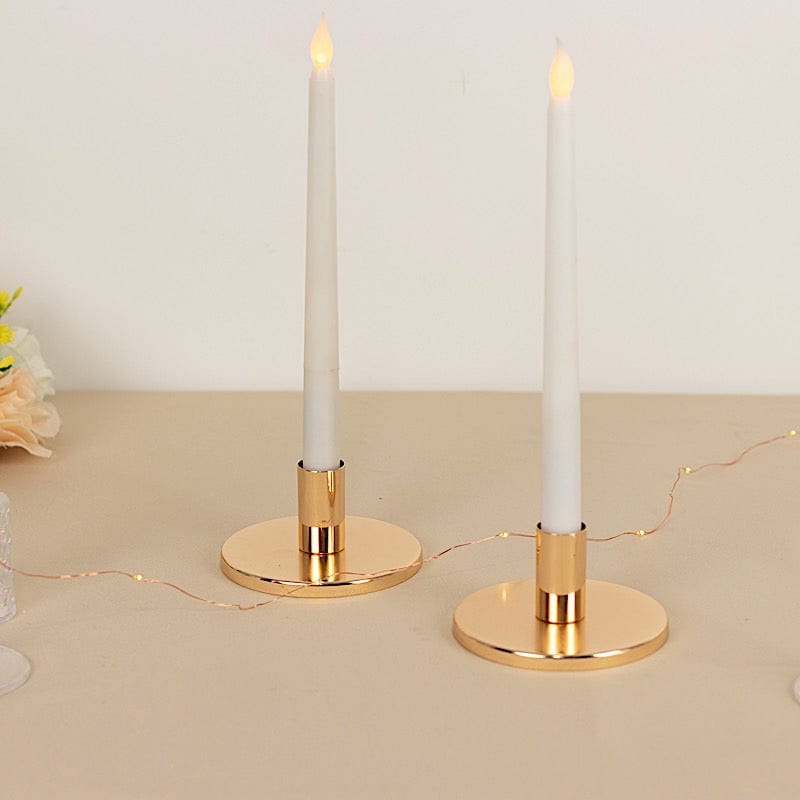 2 Metal Taper Candle Holders - Gold CAND_HOLD_TP042_2_GOLD
