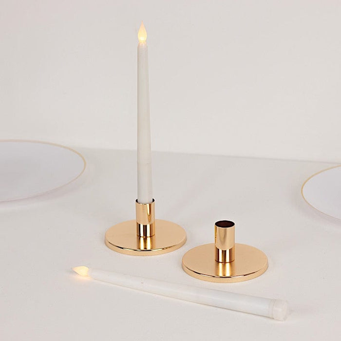 2 Metal Taper Candle Holders - Gold CAND_HOLD_TP042_2_GOLD