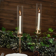 2 Metal Taper Candlestick Holder with Glass Centerpieces