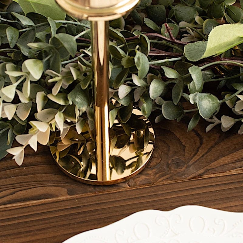 2 Metal Taper Candlestick Holder with Glass Centerpieces